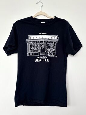 Starbucks Black Short Sleeve Seattle Pike Place Graphic Tee Men’s Small